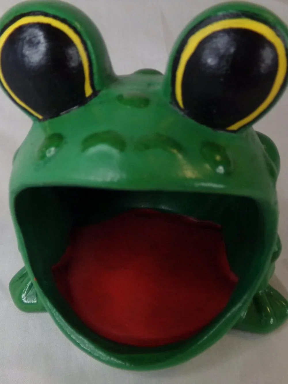 Vintage Ceramic Frog Scrub Scrubby Kitchen Sponge Holder Green Wide Mouth Open